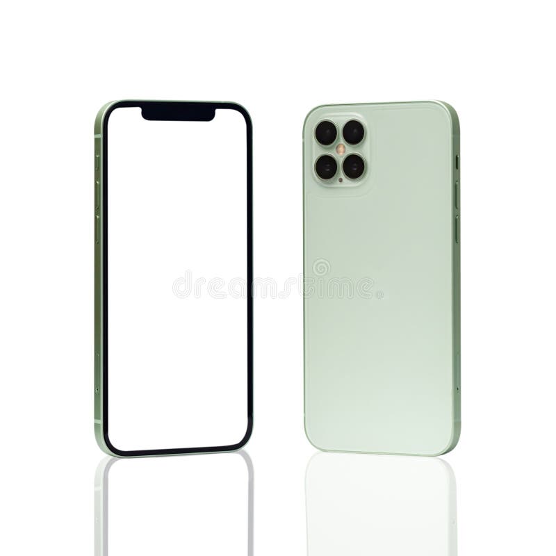 Mobile Phone Concept, Front View and Back Side with Isolate on White  Background. Stock Image - Image of mockup, desktop: 220461391