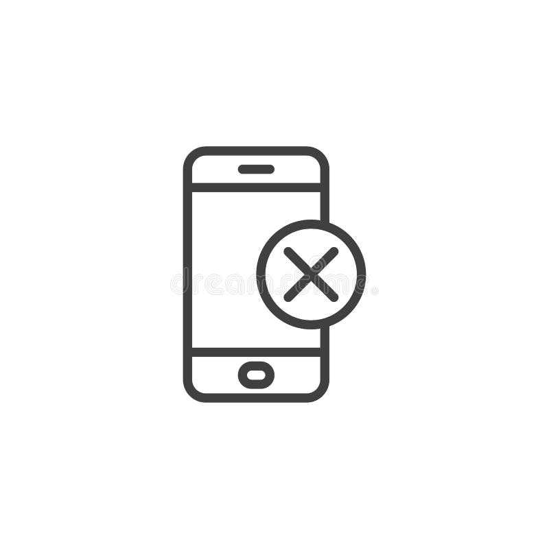 Mobile Phone with Cross Button Line Icon Stock Vector Illustration of