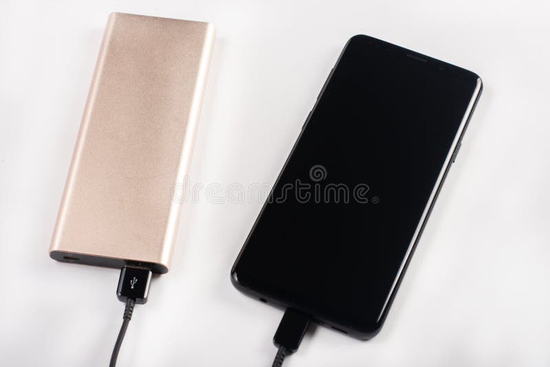 Mobile Phone with External Usb Power Pack Charger Stock Image Image of cell, smart 152118955
