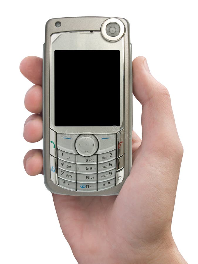 Mobile phone in hand stock image. Image of hand, mobilephone 1460745