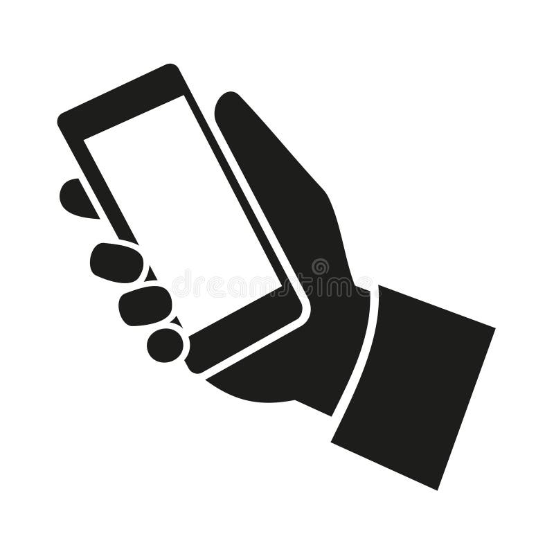 Mobile phone in hand icon. Vector