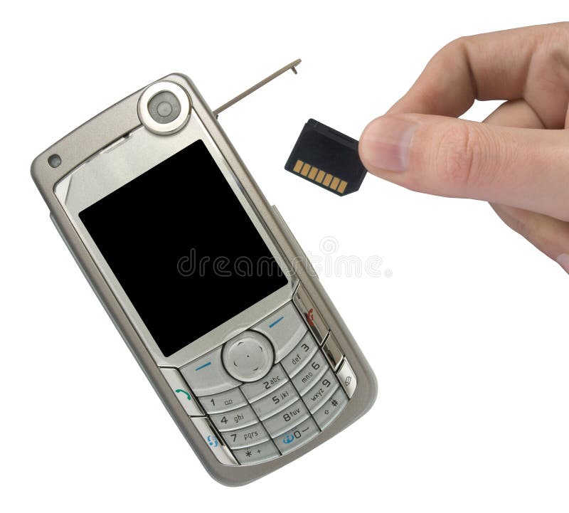 Mobile Phone and Hand with Memory Card Stock Image Image of hand, camera 1418637