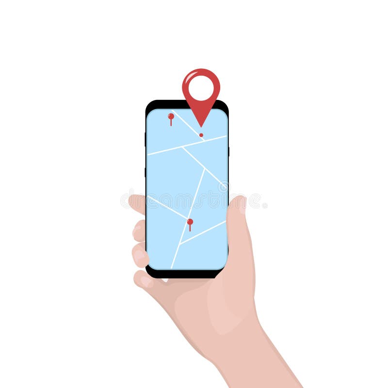 Mobile Phone in Hand, Tracking the Delivery of the Order. Vector