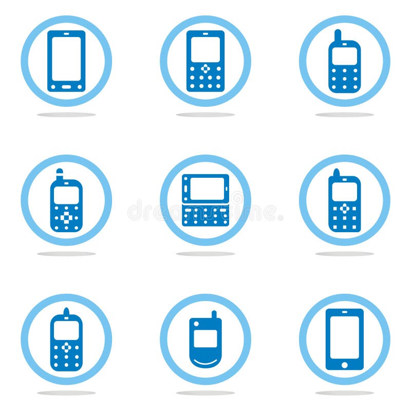 Mobile phone icon set stock vector. Image of mobile, illustration