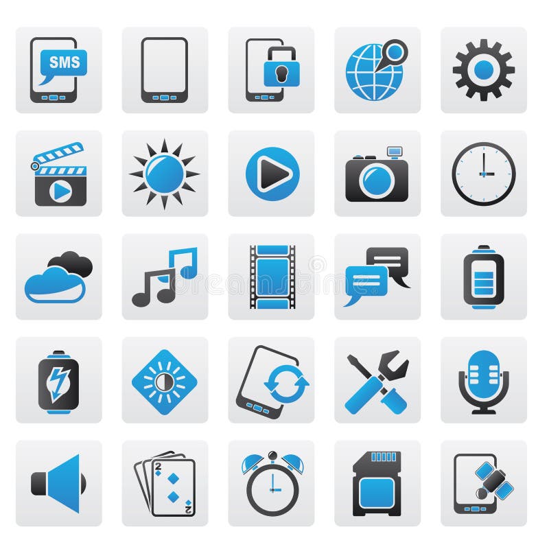Mobile Phone Interface Icons Stock Vector - Illustration ...