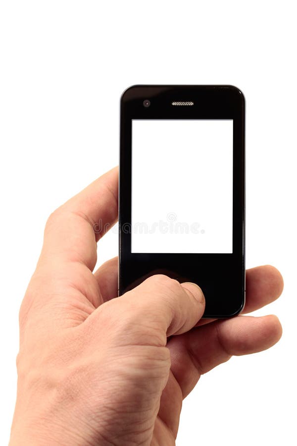 Mobile Phone on left hand stock photo. Image of cellular 3776116