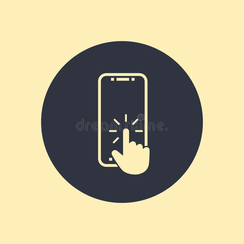 Mobile Phone Line Icon on round background. click icon vector illustration