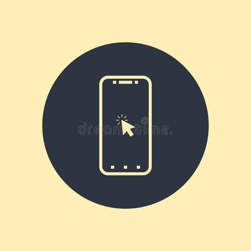 Mobile Phone Line Icon on round background. click icon royalty free illustration