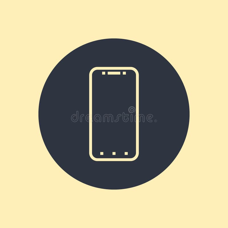 Mobile Phone Line Icon on round background royalty free illustration