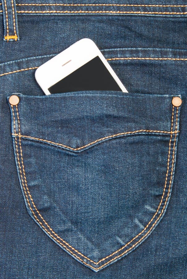 Mobile Phone in Pocket Jeans Stock Image Image of cotton, screen
