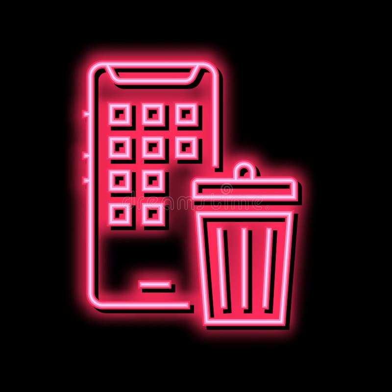 Mobile Phone Trash Bin Neon Glow Icon Illustration Stock Vector
