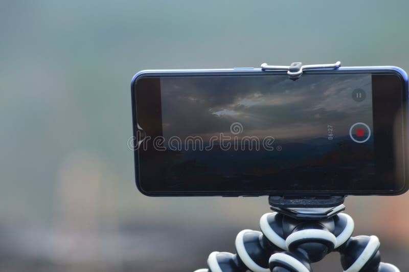 Mobile Phone on the Tripod Recording Stock Photo Image of mobile