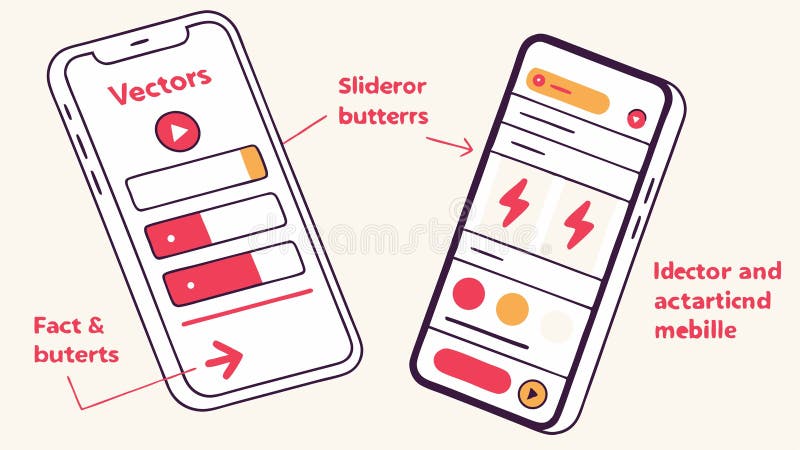 Mobile Phone UI Elements and Battery Icons, vector design Generative AI vector illustration