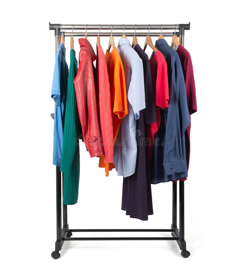 Mobile Rack with Clothes on White Background Stock Photo Image of