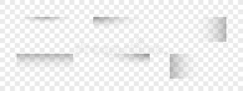 Set of Vector Realistic Rectangular Shadow Effects on Transparent Background. Realistic Shadow Overlay stock illustration