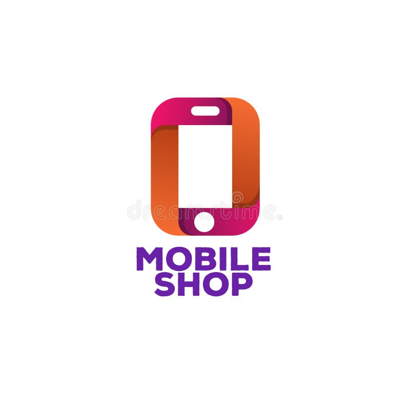 Mobile Shop Logo Template with Phone Stock Illustration - Illustration