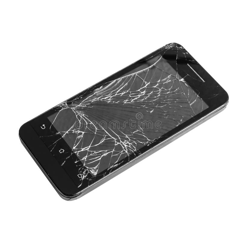 Mobile Smartphone with Broken Screen . Stock Photo Image of front