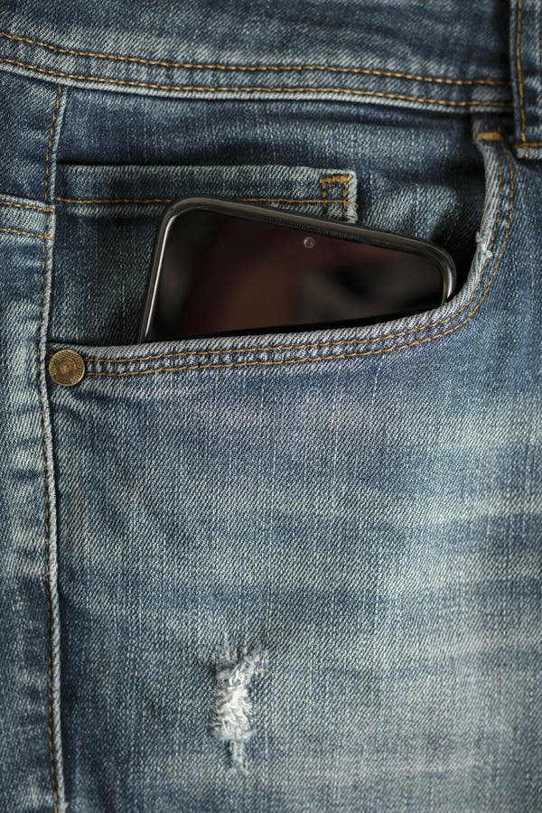 Mobile Smartphone in Jeans Pocket Stock Photo Image of modern, phone
