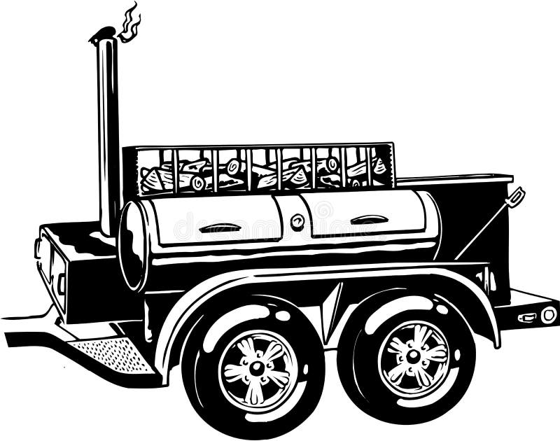 Mobile Smoker Barbecue Illustration