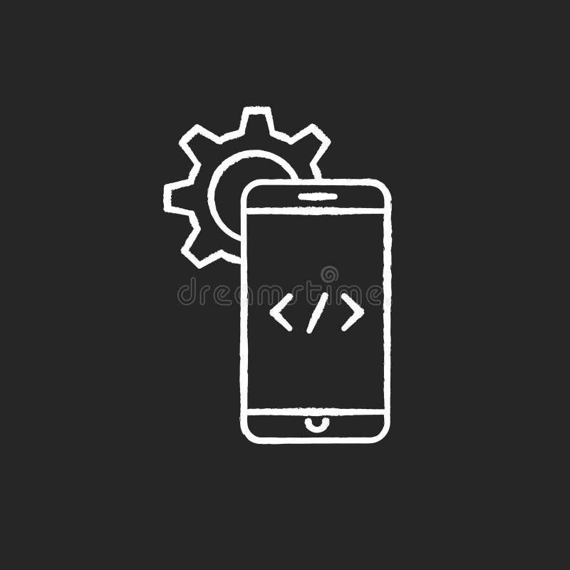 Mobile software development chalk white icon on black background royalty free illustration
