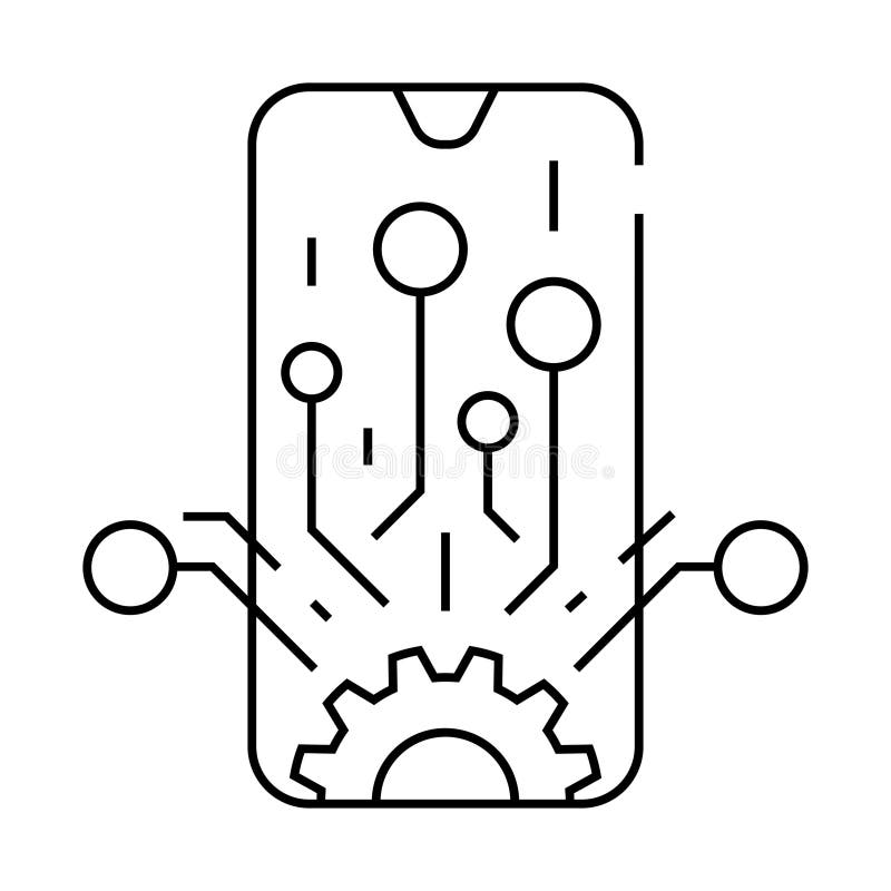 Mobile technology business process line icon vector illustration royalty free illustration