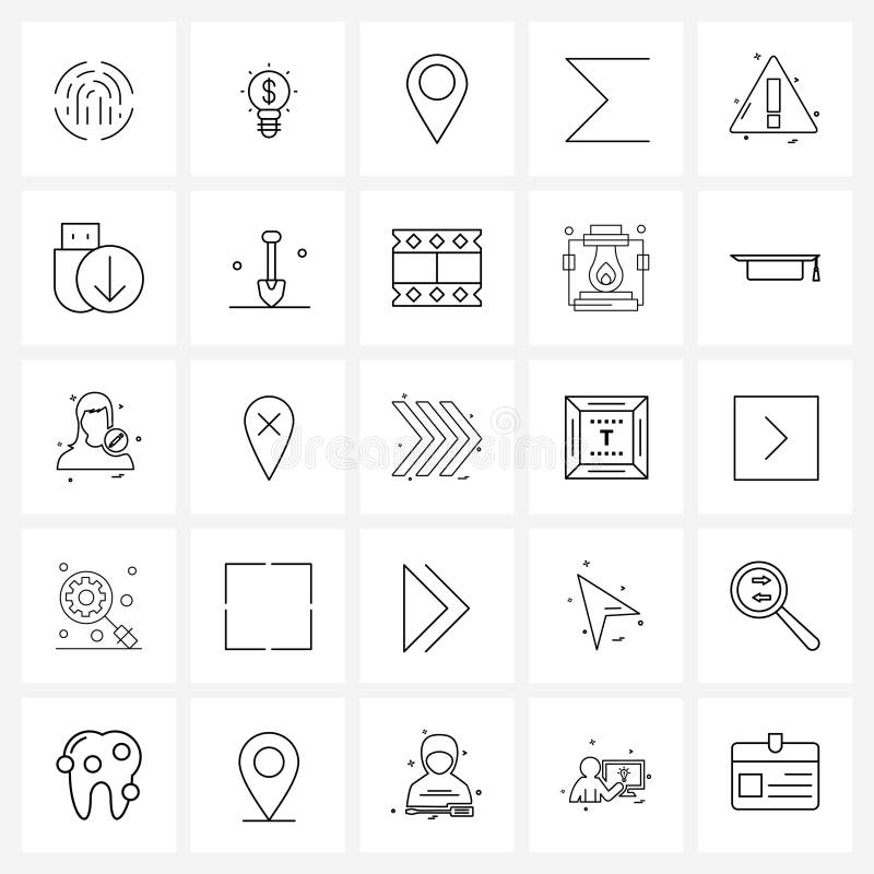 Mobile ui line icon set van 25 moderne pictogrammen van error format beleggingsformule