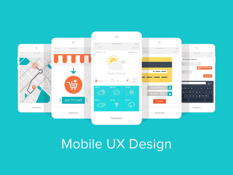 Mobile UX. stock illustration