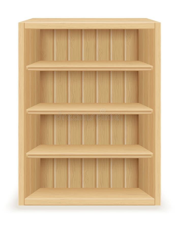 Mobilia dello scaffale per libri fatta dell'illustrazione del legno di vettore
