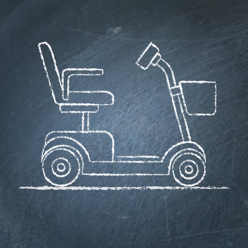 Mobility scooter sketch on chalkboard vector illustration Mobility scooter sketch on chalkboard vector illustration