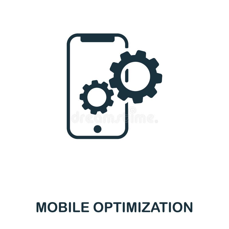 Mobilna optymalizacja ikona Kreskowego stylu ikony projekt Ui Ilustracja mobilna optymalizacja ikona Piktogram odizolowywający da ilustracja wektor