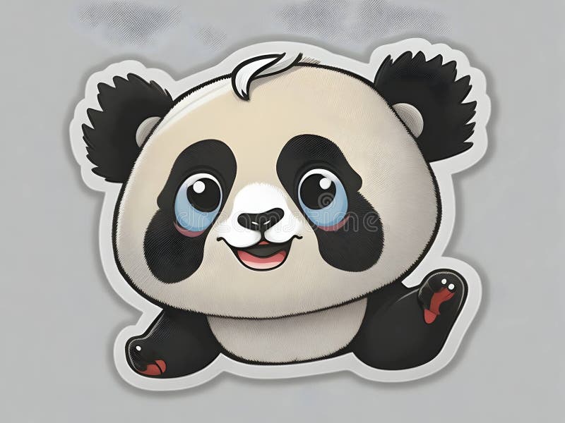 Moc panda wektora : pakiet naklejki z kreskówką z radosnymi i uroczymi pandami do walki ilustracja wektor
