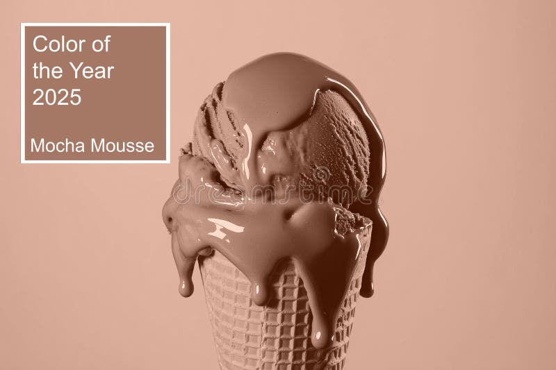 Mocha mousse : color del año 2025 con el concepto de diseño de helados imagen de archivo