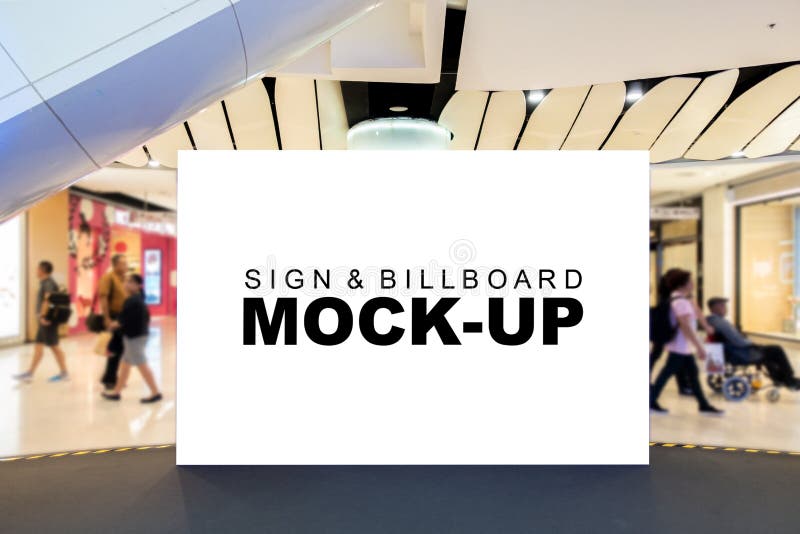 Mock up blank large billboard in shopping mall stock photography
