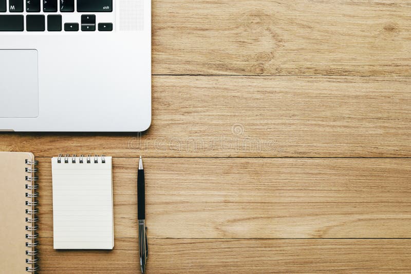 Mock Up Computer Laptop On Wood Table Stock Photo Image