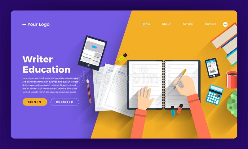Mock-up design website flat design concept online course about t stock illustration