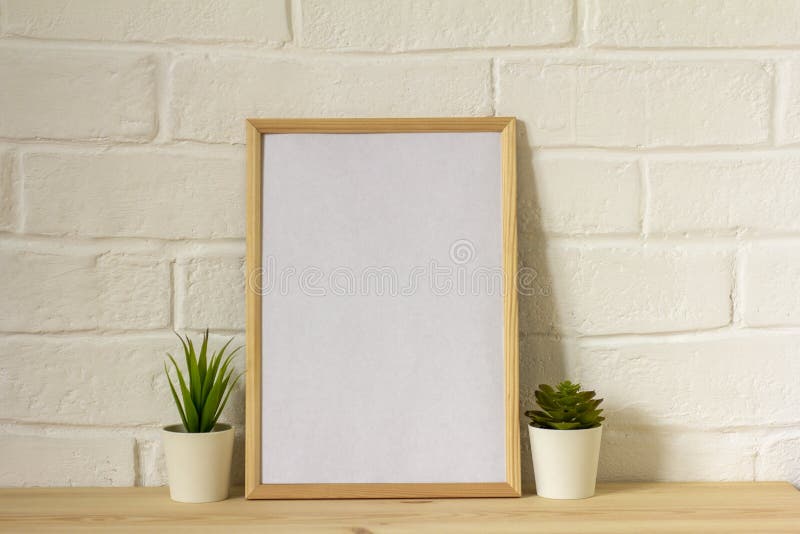 Mock Up Empty Photo Frame on Table or Shelf with Copy Space. Stock ...