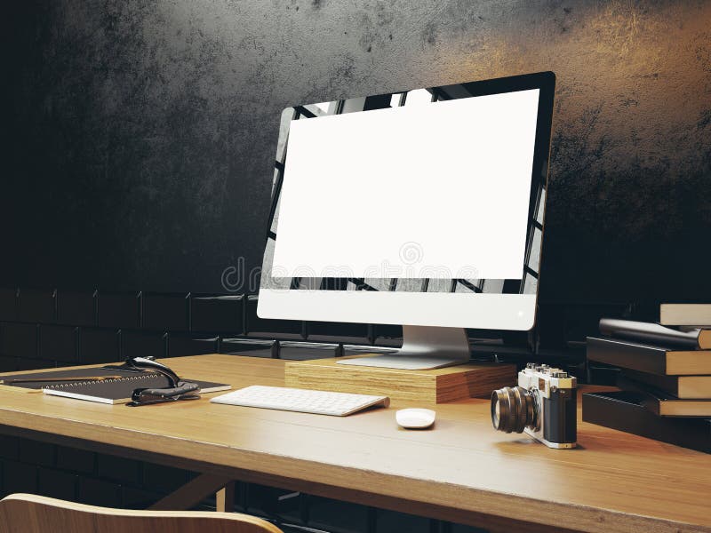 Mock up of generic design computer screen. 3d render stock illustration