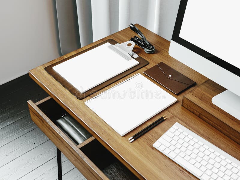 Mock up of generic design computer screen and royalty free stock photo