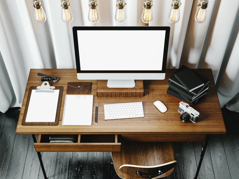 Mock up of generic design computer screen at the royalty free stock photos