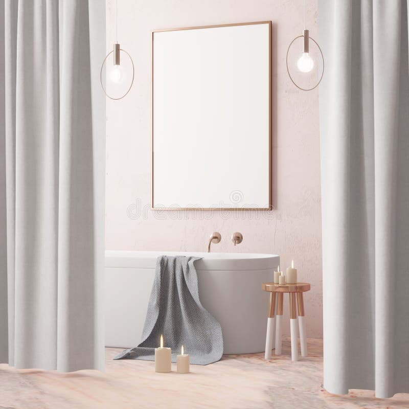 Download Mock Up Poster In The Bathroom In A Modern Style Stock Illustration - Illustration of blank ...