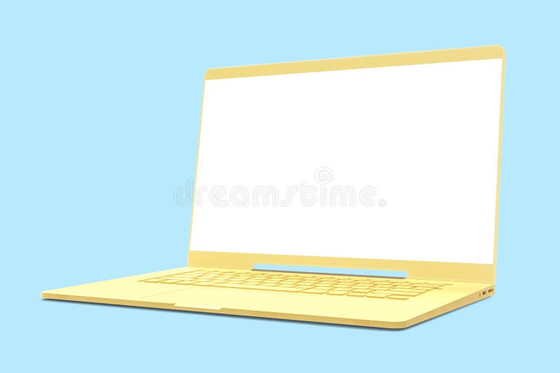 Isolated 3D Render Laptop Computer. Yellow Color ,white Background ...