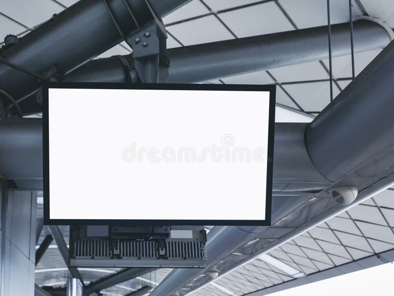 Mock up LCD Screen Blank digital tv Media display indoor public building  Stock Photo