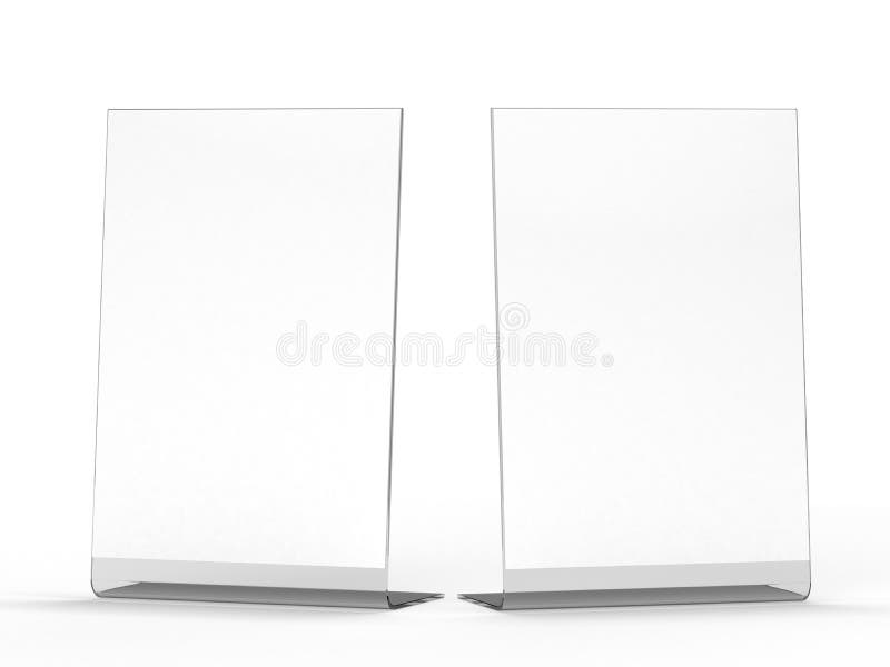 Mock up menu frame on table. 3D rendering. Acrylic illustrations