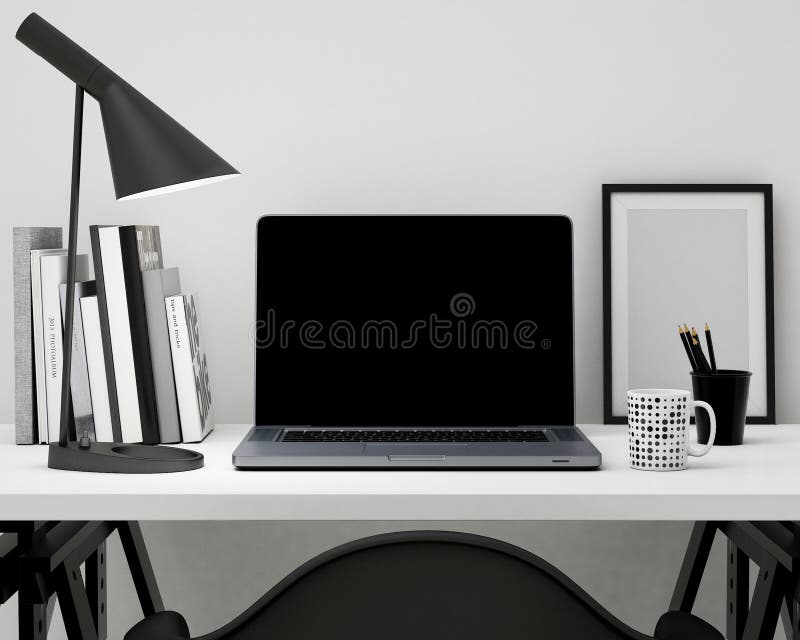 Mock up modern workspace template mock up background vector illustration