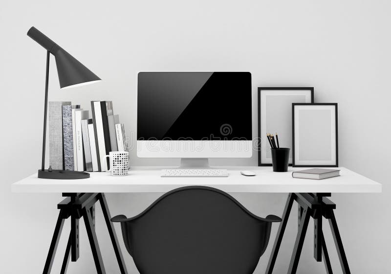 Mock up modern workspace template mock up background stock illustration