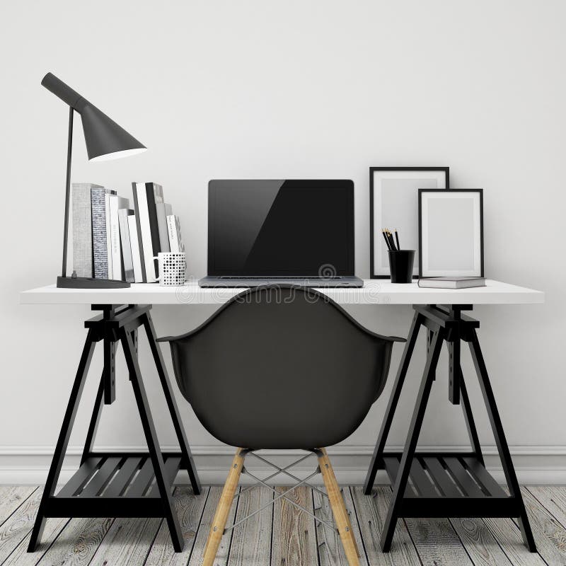 Mock up modern workspace template mock up background vector illustration