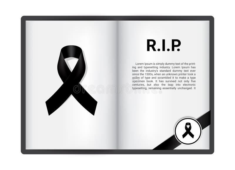 RIP Funeral White Ribbon on Grey Background Vector Stock Illustration -  Illustration of message, condolence: 102567441