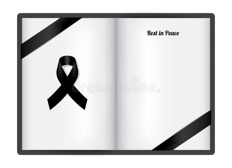 RIP Funeral White Ribbon on Grey Background Vector Stock