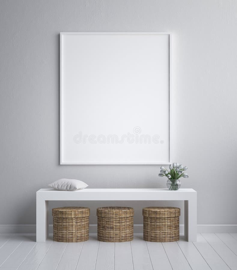 Mock up poster frame, interior minimalism, Scandinavian design vector illustration Mock up poster frame, interior minimalism, Scandinavian design vector illustration