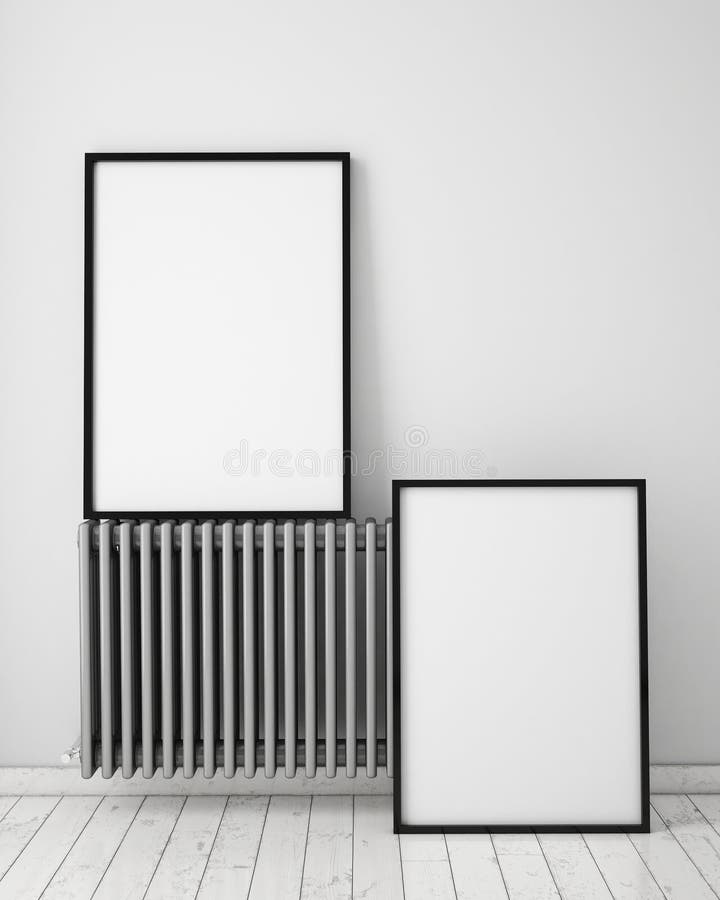 Mock up poster frames with loft interior background,